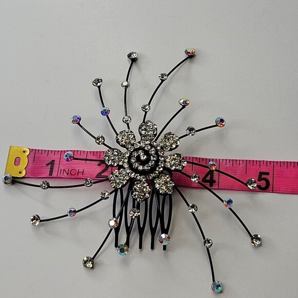 Bride Wedding Hair Pins Black Crystal Hairpins Bridal Hair Accessories Jewelry - Picture 5 of 9